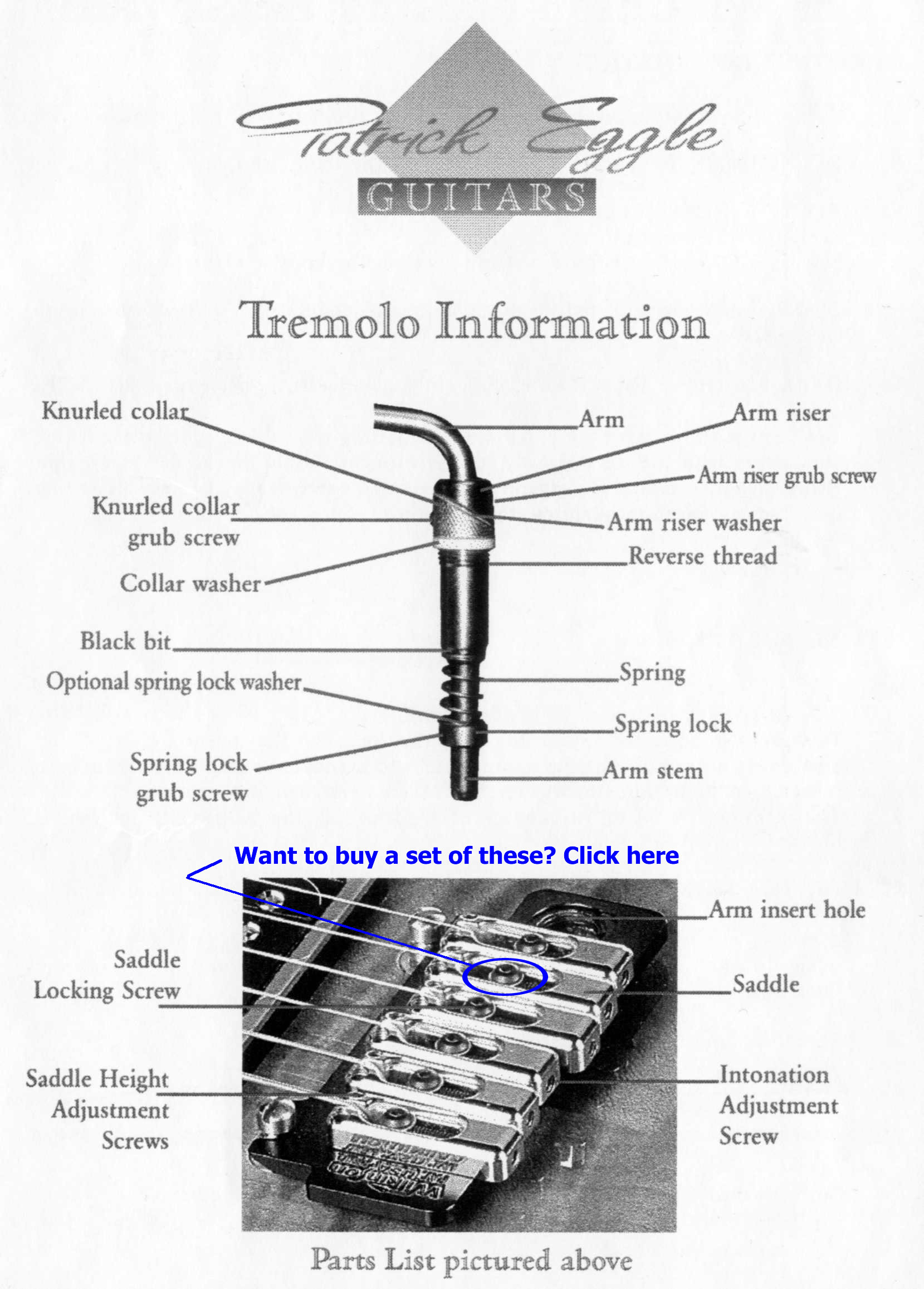 Patrick Eggle Guitars - Tremolo Information