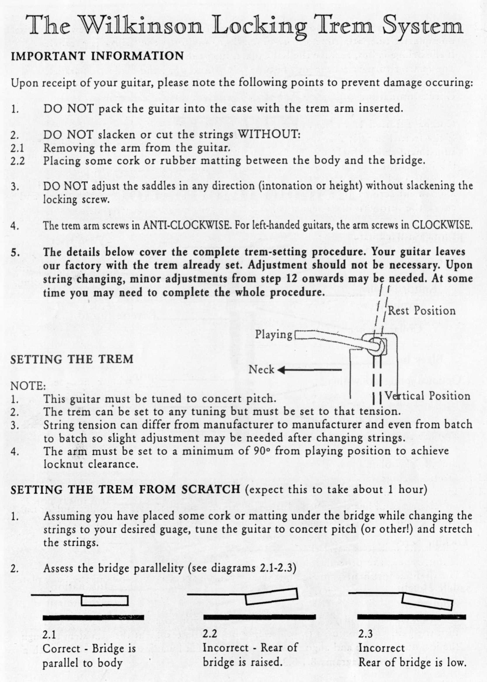 Patrick Eggle Guitars - Tremolo Information