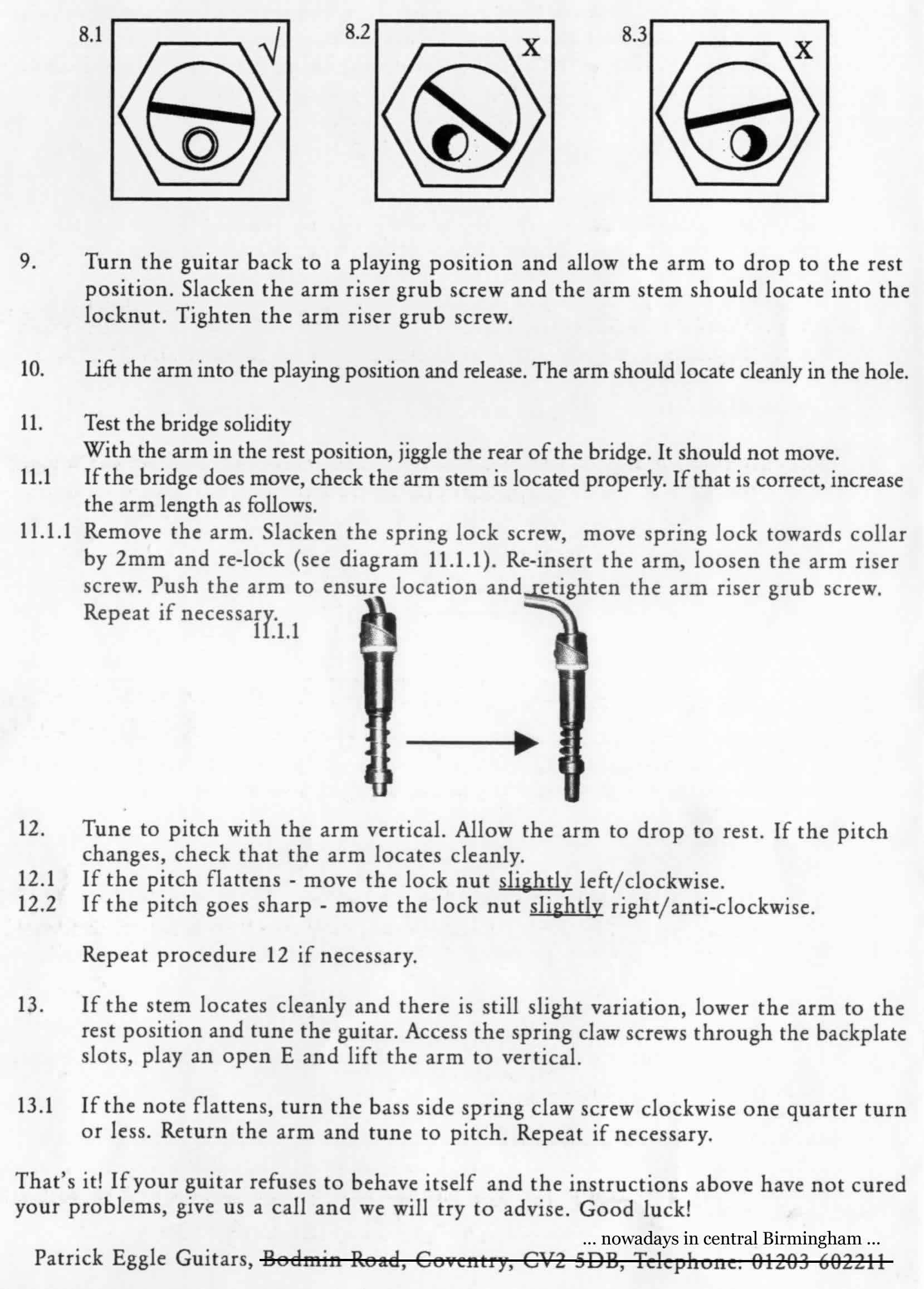 Patrick Eggle Guitars - Tremolo Information